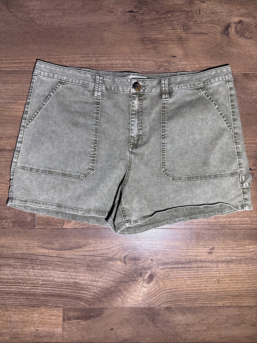 BKE Olive Green Utility Jean Shorts